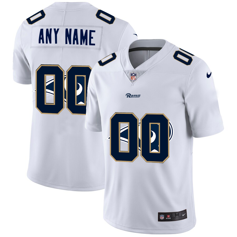 Wholesale Los Angeles Rams Custom White Men Nike Team Logo Dual Overlap Limited NFL Jersey->customized nfl jersey->Custom Jersey